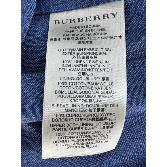 Burberry Brit 100% Linen Short Trench Coat in Blue - Picture 16 of 16